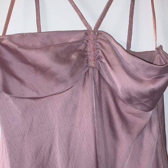 Pale pink/ light purple formal criss cross beaded rhinestone dress - Picture 2 of 11